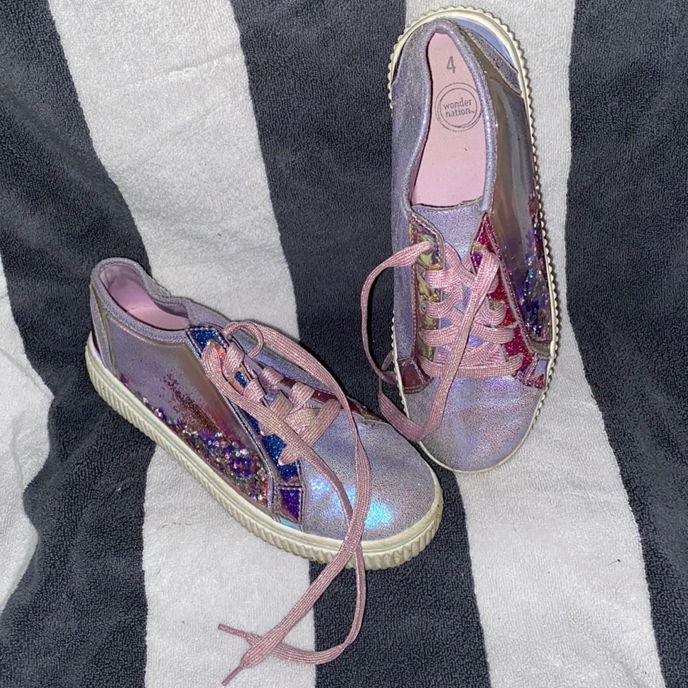 wonder nation AMAZING glitter water shoes!! sparkle purple WOW SZ4 girls young W